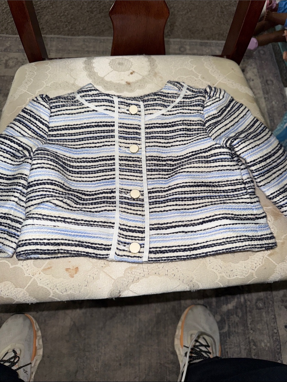 Janie and Jack Navy, Light Blue & White Striped Button Jacket